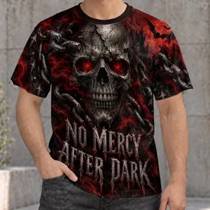 Gothic Skull and Crimson Moon for Dark Nights and Alternative Style All-over Print Unisex T-shirt