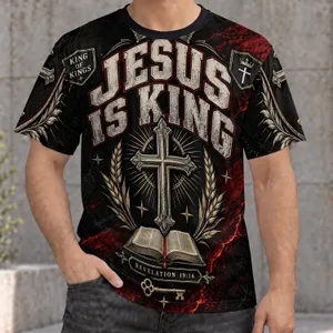King of Kings Cross and Crown Christian Faith for Church Worship and Daily Wear All-over Print Unisex T-shirt