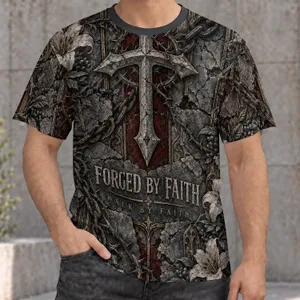 Stone Cross and Thorn Chain Faith Theme for Outdoor Wear and Everyday Inspiration All-over Print Unisex T-shirt