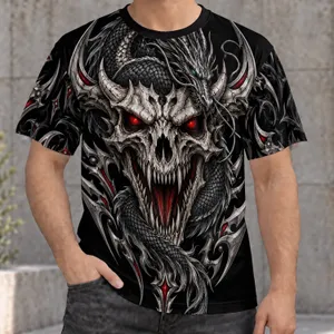 Dragon Skull With Crimson Eyes For Dark Fantasy Streetwear And Nighttime Outings All-over Print Unisex T-shirt