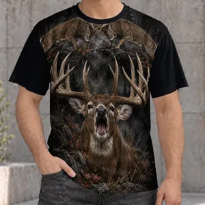 Clashing Bucks And Roaring Stag Wilderness Scene For Outdoor Nature Lovers Year Round All-over Print Unisex T-shirt