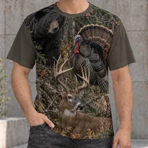 Wild Turkey Deer And Bear Woodland Camo For Hunting Camping And Outdoor Adventure Gifts All-over Print Unisex T-shirt