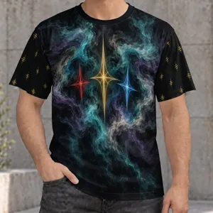 Three-Color Flowing Stars for Nightlife and Casual Streetwear, Men's Everyday Style All-over Print Unisex T-shirt