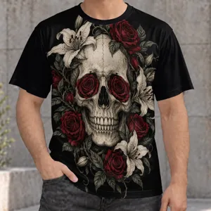 Gothic Rose Skull for Alternative Nights, Halloween Gatherings, and Dark Romance All-over Print Unisex T-shirt