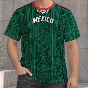 Emerald Green Soccer Crest and Aztec Motifs for Relaxed Home Days and Casual Weekends All-over Print Unisex T-shirt