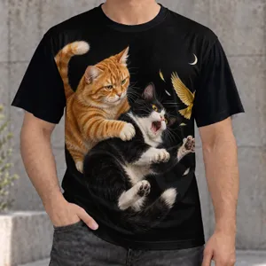 Playful Cat Tussle And Startled Bird For Everyday Laughs And Cat Lover Gifts For Men All-over Print Unisex T-shirt