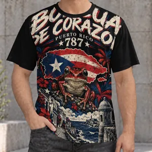 Puerto Rican Flag, Coquí Frog and Old San Juan Pride for Boricua Heritage Celebrations All-over Print Unisex T-shirt