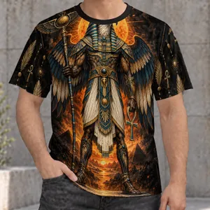 Winged Falcon Pharaoh Warrior for Mythology Fans, Travel, and Weekend Adventures All-over Print Unisex T-shirt