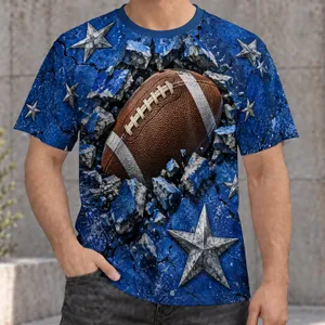 American Football Breaking Through Blue Stone for Game Day, Tailgates and Sports Fans All-over Print Unisex T-shirt