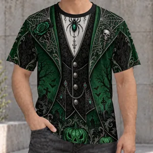 Gothic Pumpkin Tuxedo Look for Halloween Parties and Spooky Seasonal Events All-over Print Unisex T-shirt