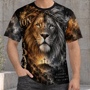 Lion of Judah Faith Art for Worship and Everyday Wear, Christian Gift for Men All-over Print Unisex T-shirt