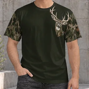 Woodland Buck Emblem for Hunting Camp and Outdoor Weekends All-over Print Unisex T-shirt