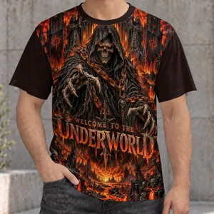 Hooded Reaper And Fiery Underworld Gate For Halloween Nights And Dark Fantasy Fans All-over Print Unisex T-shirt