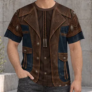 Western Ranch Leather Vest Look for Rodeos, Country Nights, and Everyday Wear All-over Print Unisex T-shirt