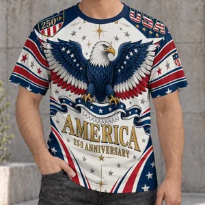 Bald Eagle Patriotic Anniversary Outfit for Fourth of July Celebrations and Events All-over Print Unisex T-shirt