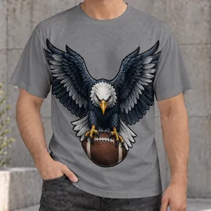 Bald Eagle Rugby Ball Emblem for Game Day, Stadium Style and Weekend Sports Fans All-over Print Unisex T-shirt