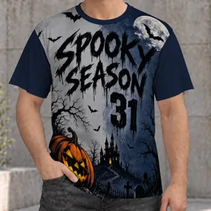Halloween Pumpkin, Bats And Haunted Castle For Autumn Night Party Celebrations All-over Print Unisex T-shirt