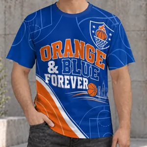 Orange Blue Basketball and City Bridge Tribute for Courtside Leisure and Game Day Fans All-over Print Unisex T-shirt