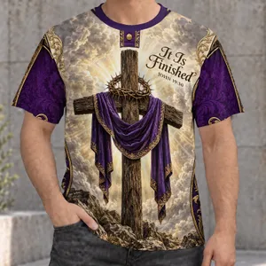 Wooden Cross, Crown Of Thorns And Holy Light For Church And Daily Wear All-over Print Unisex T-shirt