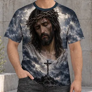 Crowned Christ in Storm Clouds for Devotional Faith and Religious Expression All-over Print Unisex T-shirt