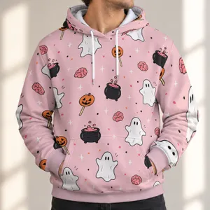 Cute Halloween Ghosts and Jack-o'-Lanterns for Spooky October Celebrations All Season All-over Print Hoodie (Lightweight)