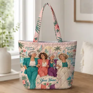 Four Mature Friends in Miami Colors for Birthday Getaways and Sunny Travel Days Quilted Tote Bag