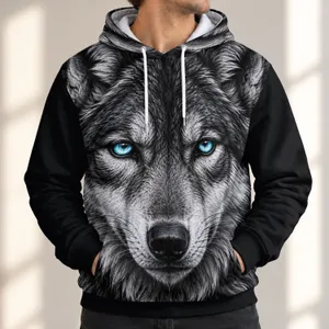 Blue-Eyed Wolf Head for Bold Outdoor Adventures and Everyday Casual Style All-over Print Hoodie (Lightweight)