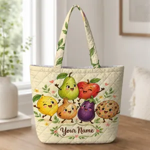 Friendly Food Friends for Back to School and Teacher Appreciation Gifts for Young Readers Quilted Tote Bag