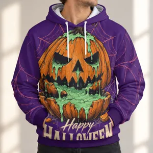 Vomiting Pumpkin Halloween Scene For Spooky October Celebrations And Parties All-over Print Hoodie (Lightweight)
