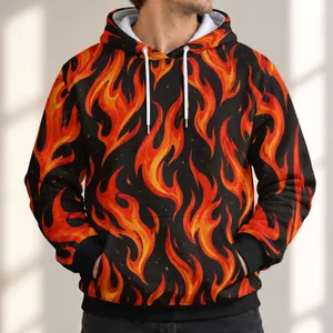 Vibrant Orange Flame Motifs for Festival Nights and Bold Everyday Streetwear Style All-over Print Hoodie (Lightweight)