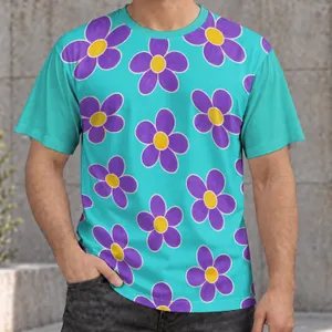 Turquoise Daisy Blossoms for Cheerful Spring Days, Colorful Everyday Wear and Outings All-over Print Unisex T-shirt