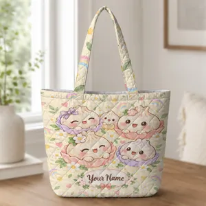Pastel Dumpling Friends for Cheerful Travel Days and Sweet Kids' Weekend Adventures Quilted Tote Bag