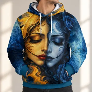 Split Sun And Moon Faces For Halloween Nights, Gothic Gatherings And Autumn Evenings All-over Print Hoodie (Lightweight)