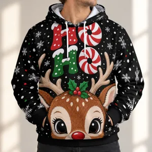 Christmas Reindeer and Candy Cane Letters for Festive Winter Celebrations All Season All-over Print Hoodie (Lightweight)