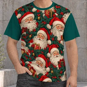 Jolly Bearded Holiday Gift Bearer and Evergreen Boughs for Festive Christmas Gatherings All-over Print Unisex T-shirt