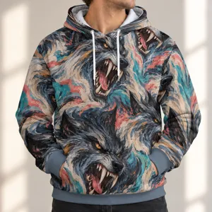 Snarling Fantasy Wolf Faces For Outdoor Adventures And Everyday Bold Style All-over Print Hoodie (Lightweight)