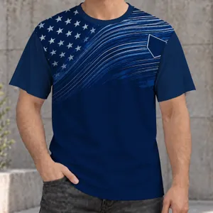 Navy Star And Diagonal Stripe Rugby Style For Match Day Fans And Sports Supporters All-over Print Unisex T-shirt
