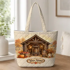 Rustic Apple Cider Press and Autumn Harvest for Cozy Fall Gatherings Quilted Tote Bag