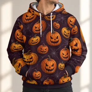 Halloween Jack-O'-Lanterns and Spiderwebs for Autumn Parties and Everyday Seasonal Wear All-over Print Hoodie (Lightweight)