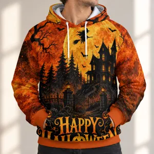 Haunted Moonlit Forest Scene for Halloween Night Celebrations and Autumn Gatherings All-over Print Hoodie (Lightweight)