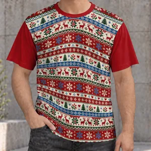 Nordic Reindeer Snowflake Holiday Motifs for Cozy Christmas Celebrations All-over Print Unisex T-shirt