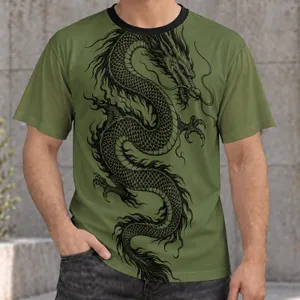 Black Ink Chinese Dragon for Lunar New Year Style and Everyday Wear for Men All-over Print Unisex T-shirt