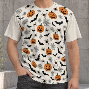 Halloween Pumpkin Bat Spider Motifs for October Parties and Spooky Season Celebrations All-over Print Unisex T-shirt