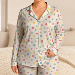 Pastel Rainbow Polka Dots for Cheerful Summer Lounging and Relaxed Weekend Mornings Satin Pajamas Set