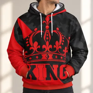 Red Crown And KING Motif For Bold Streetwear, Running, Fitness And Everyday Casual Style All-over Print Hoodie (Lightweight)