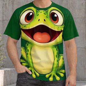 Big-Eyed Lime Green Frog for Playful Casual Outings and Weekend Fun All-over Print Unisex T-shirt