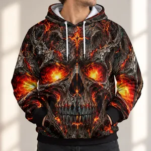 Molten Lava Skull and Cracked Volcanic Rock for Bold Alternative Streetwear All-over Print Hoodie (Lightweight)
