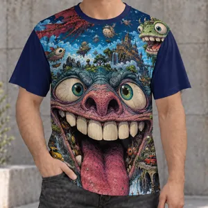 Surreal Monster Face and Cosmic Creature Scene for Festivals and Bold Street Style All-over Print Unisex T-shirt