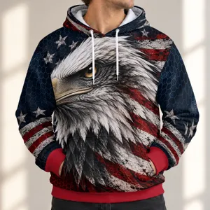 Bald Eagle and Star-Spangled Colors for Independence Day and Outdoor Adventure Wear All-over Print Hoodie (Lightweight)