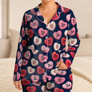 Candy Heart Valentine Romance for Cozy February Mornings and Sweet Gift Giving at Home Satin Pajamas Set